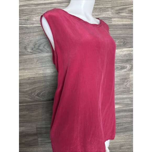 Women’s Pink 100% Silk Sleeveless Top Braided Neckline XL - Picture 3 of 8